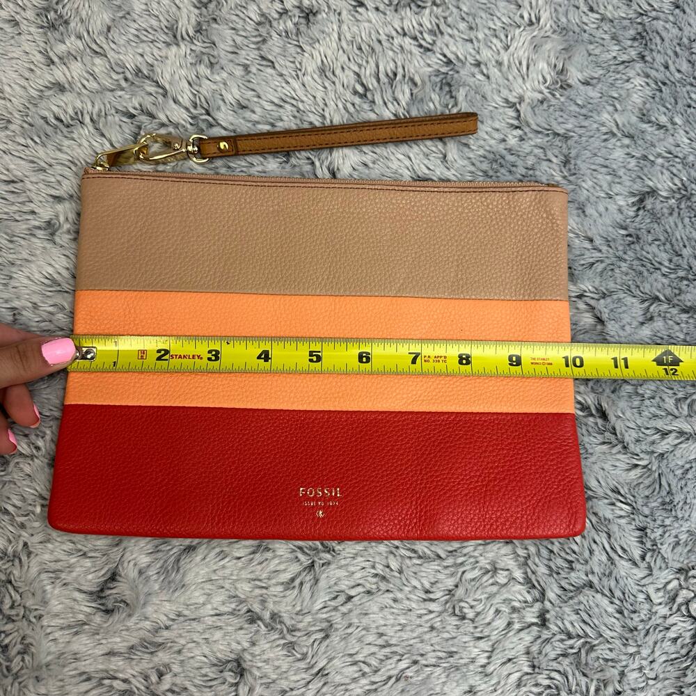 Fossil Large Multicolor Wristlet Striped Tan Oran… - image 7